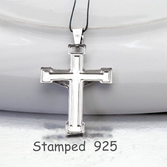 925 Sterling Silver Cross, Jesus Christ Pendant, Religious Christian Jewelry - Picture 2 of 6